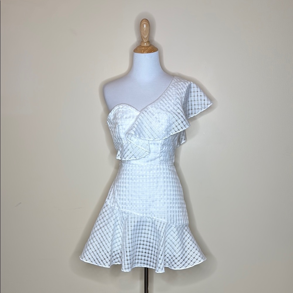 White Asymmetrical Ruffled Dress